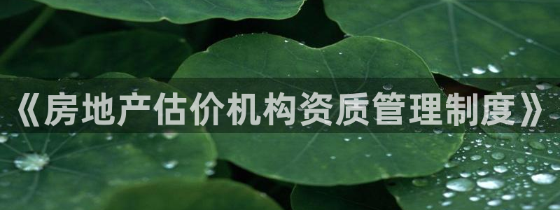 澳门和记平台官网：《房地产估价机构资质管理制度》