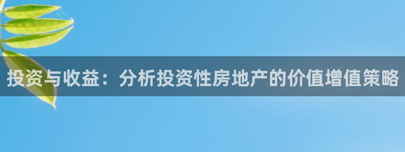 和记娱乐手机官网：投资与收益：分析投资性房地产的价值增值策略